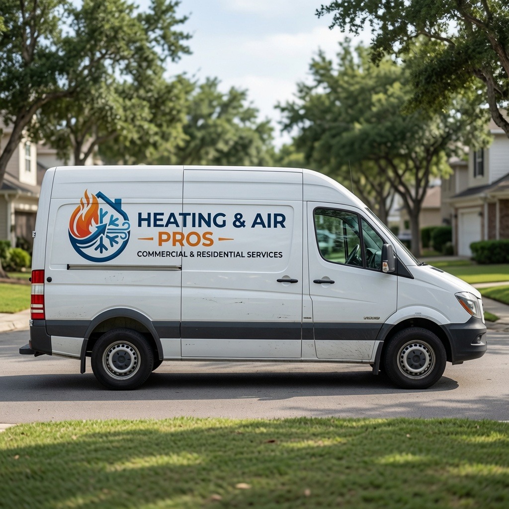 Local heating and air service van serving Peoria